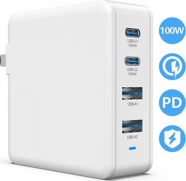 Viking nabíječka USB GaN 100W, podpora PD3.0 a QC4+, bílá