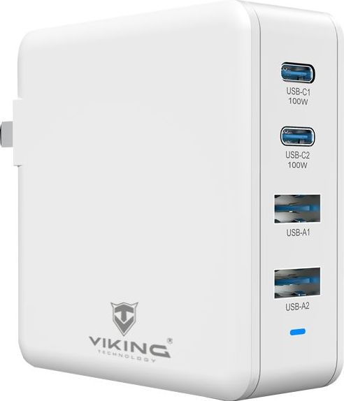 Viking nabíječka USB GaN 100W, podpora PD3.0 a QC4+, bílá