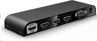 PREMIUMCORD HDMI prepínač 4Kx2K@60Hz 3:1 kovový s diaľkovým ovládaním a napájacím adaptérom