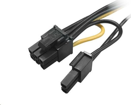 Napájací adaptér AKASA na 6+2pin PCIe (napájanie 2xSATA samec na 6+2pin PCIe samica)