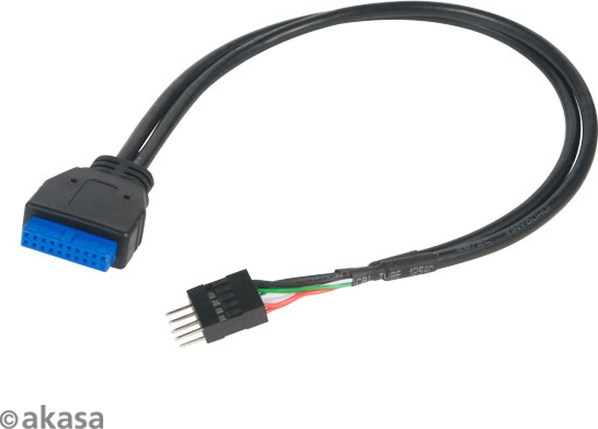 Adaptér AKASA MB USB 3.0 na USB 2.0, 30 cm, čierna