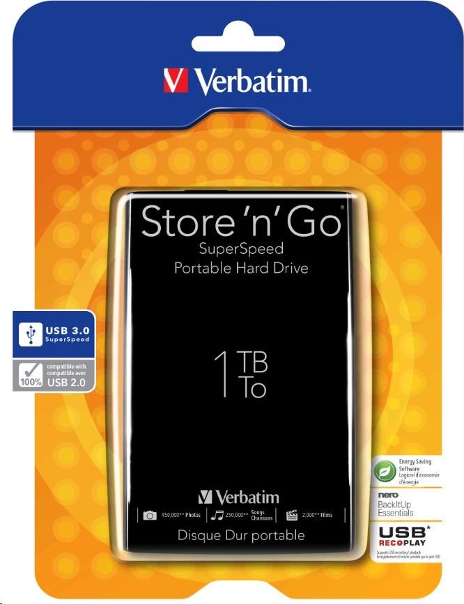 VERBATIM HDD 2.5" 1TB Store 'n' Go USB 3.0, čierna
