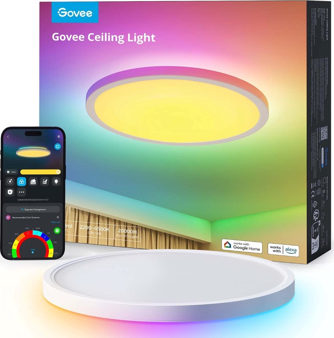 Govee RGBICWW Smart kulaté stropní světlo 2400lm 30cm Matter