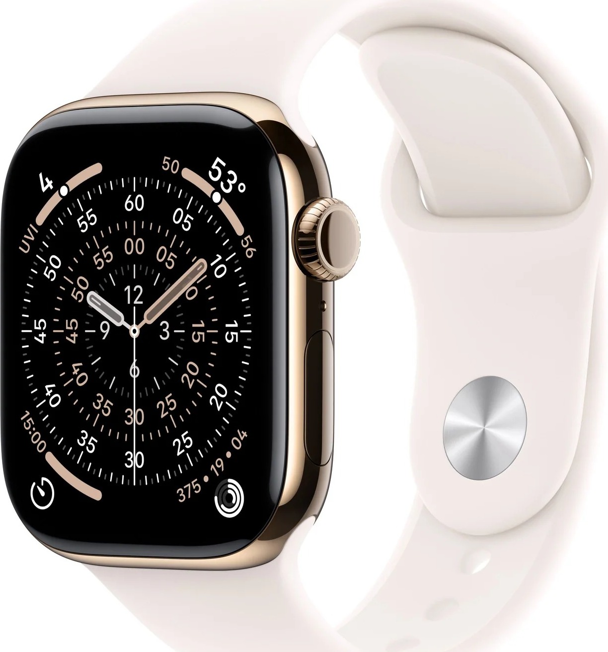 Apple Watch Series 11 GPS + Cellular 42mm Gold Titanium Case with Light Blush Sport Band - S/M
