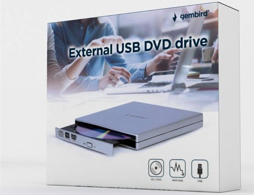 GEMBIRD externí mechanika DVD, USB 2.0, stříbrná