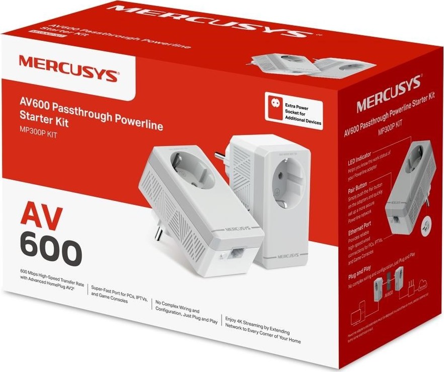 MERCUSYS MP300P KIT průchozí powerline set (AV600, 1x100Mb/sLAN)