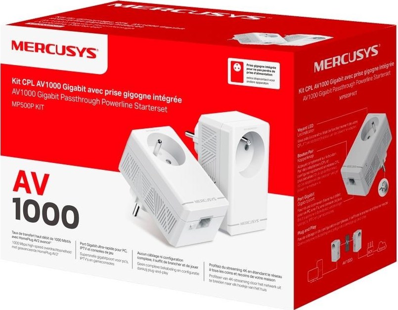 MERCUSYS MP500P KIT průchozí powerline set (AV1000, 1xGbELAN)