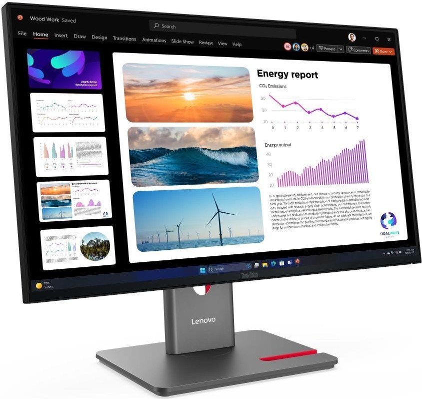 LENOVO LCD P24Q-40 - 23.8",IPS,16:9,2560x1440,120Hz,300cd/m2,1500:1,4ms(GtG),HDMI,DP,DPout,DC,USB Hub,Pivot