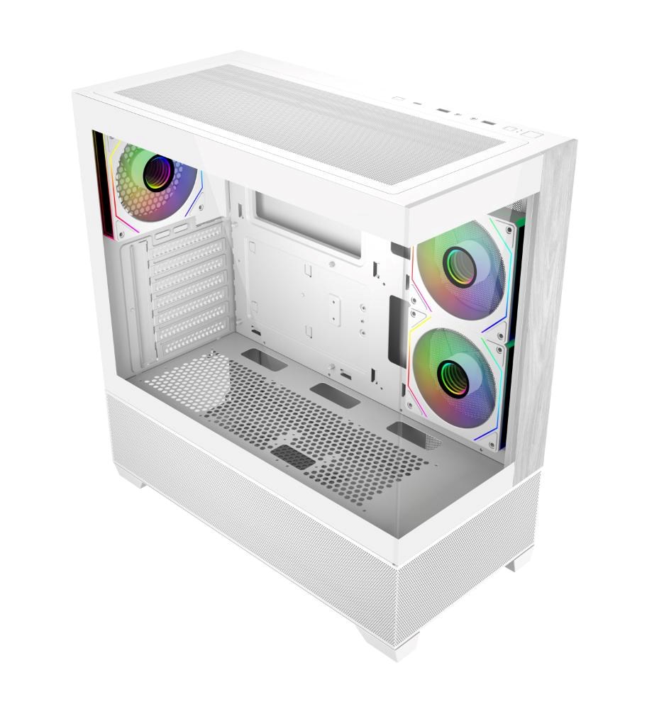 CoolerMaster Cooler Master case Elite 690 Wood, ATX, Průhledná bočnice, 3x 120mm ARGB Fan, Bílá