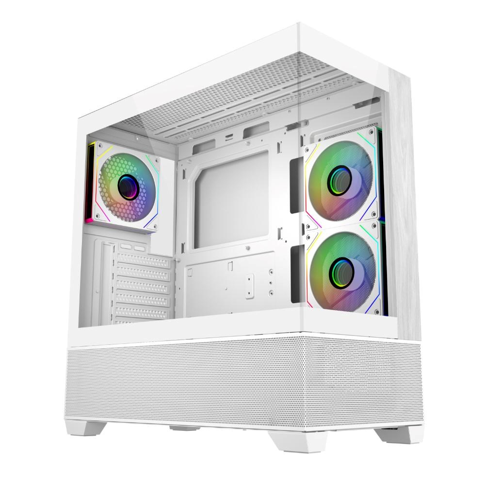 CoolerMaster Cooler Master case Elite 690 Wood, ATX, Průhledná bočnice, 3x 120mm ARGB Fan, Bílá
