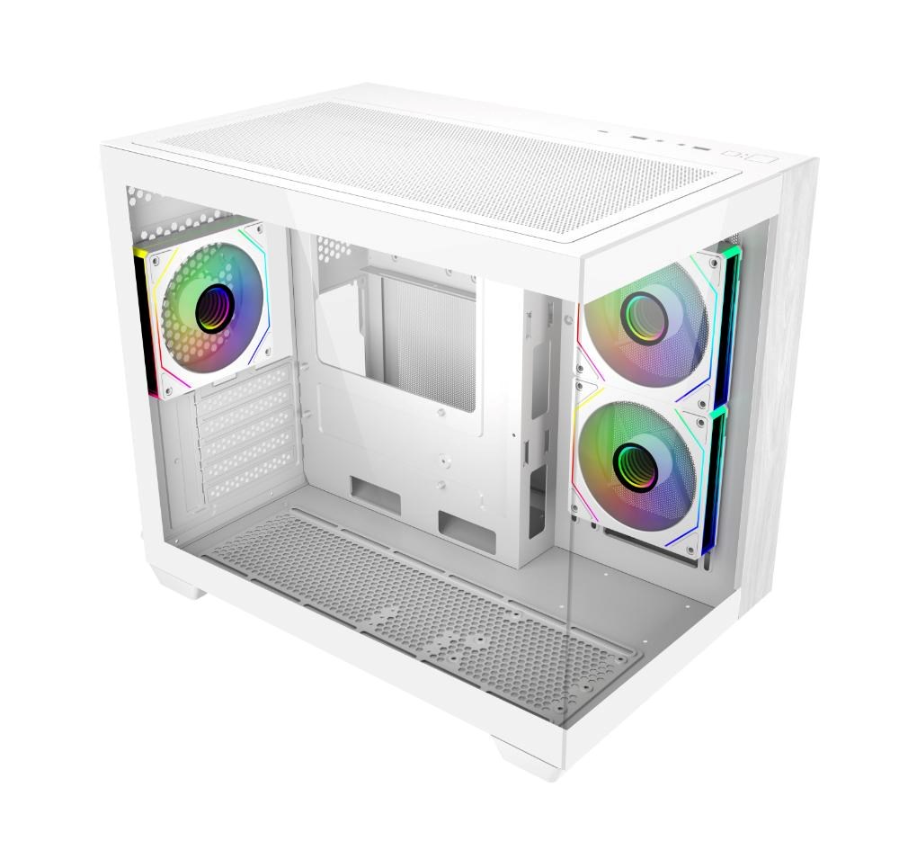 CoolerMaster Cooler Master case Elite 481 Wood, ATX, Průhledná bočnice, 3x 120mm ARGB Fan, Bílá