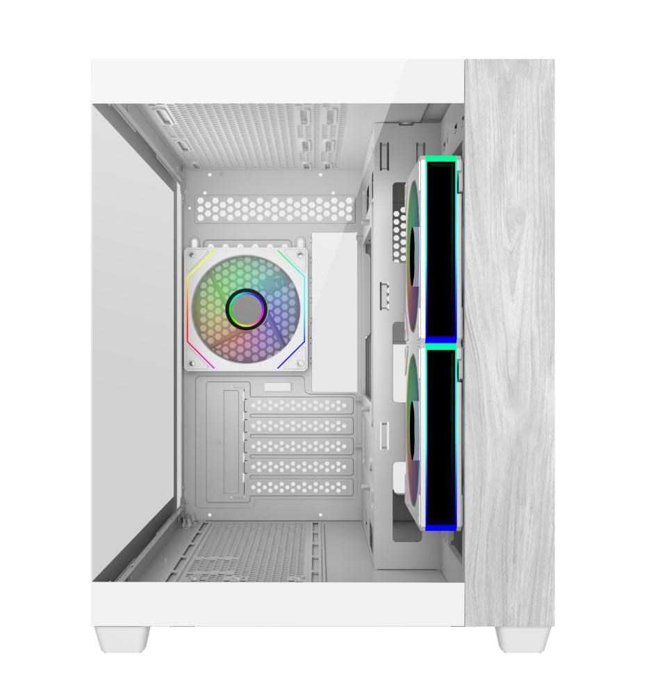 CoolerMaster Cooler Master case Elite 481 Wood, ATX, Průhledná bočnice, 3x 120mm ARGB Fan, Bílá