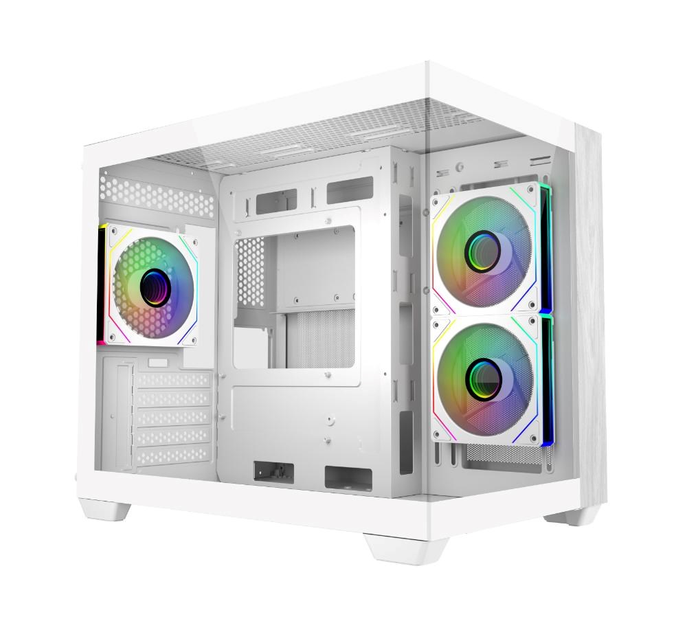 CoolerMaster Cooler Master case Elite 481 Wood, ATX, Průhledná bočnice, 3x 120mm ARGB Fan, Bílá