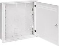 Solarix rozvaděč LC-18 do zdi s lištami 2U, 4U a 11U, 550x550 bílá RAL9003 s rámečkem k zazdění LC-18-55-15-W-W