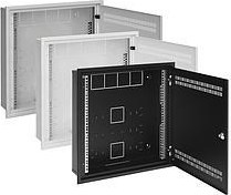 Solarix rozvaděč LC-18 do zdi s lištami 2U, 4U a 11U, 550x550 bílá RAL9003 s rámečkem k zazdění LC-18-55-15-W-W