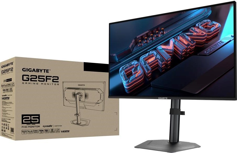 GIGABYTE LCD - 24,5" Gaming monitor G25F2, SS IPS, 1920x1080 FHD, 200Hz, 1000:1, 300cd/m2, 1ms, 2xHDMI, 1xDP