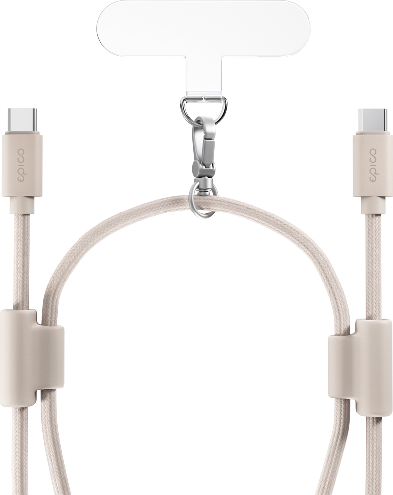 Epico šňůrka na telefon s USB-C kabelem - béžová