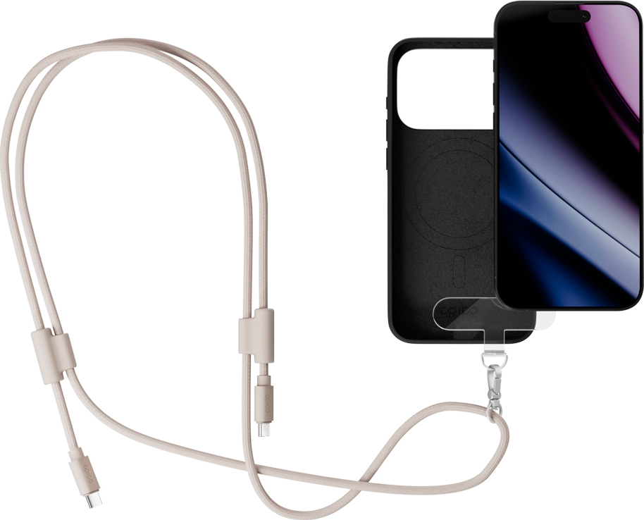 Epico šňůrka na telefon s USB-C kabelem - béžová