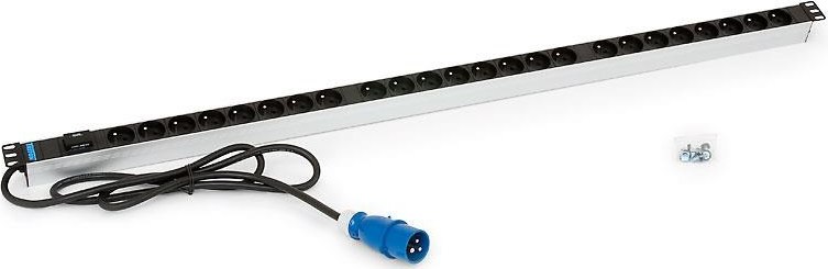 TRITON 19" rozvodný panel 24x230V zásuvka, 2m kabel,16A IEC60309, černý