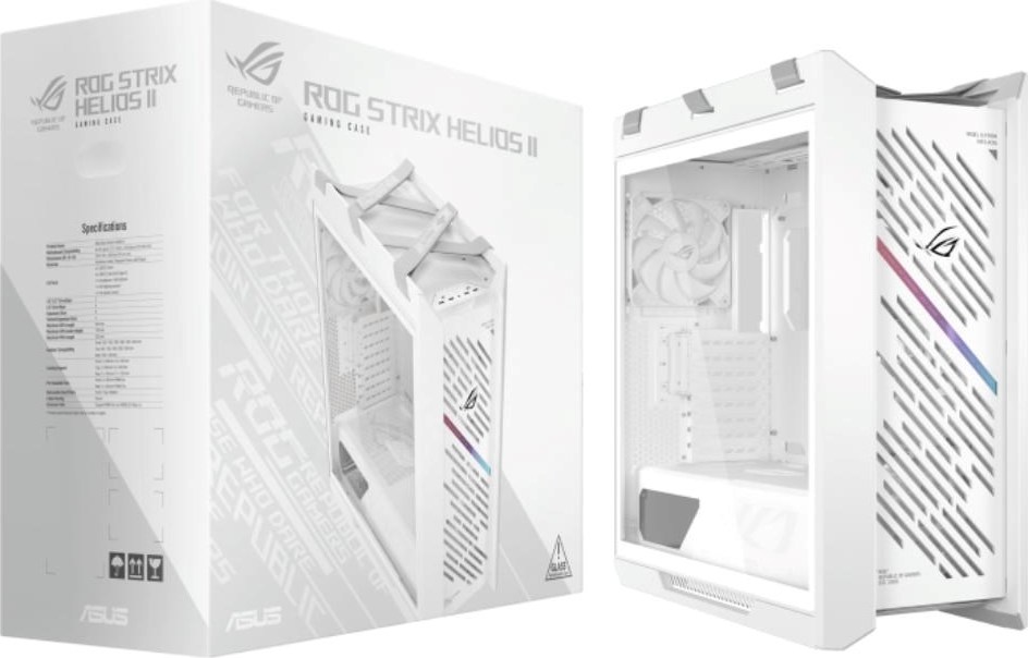 ASUS Case ROG Strix Helios II GX601S, E-ATX, Průhledná bočnice, 4x 140mm Fan, bílá