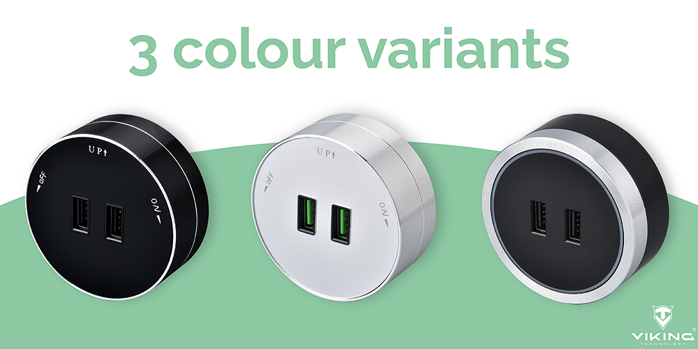 Viking zásuvkový modul A50, 2x USB-A, stříbrná