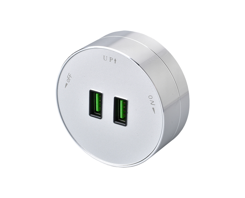 Viking zásuvkový modul A50, 2x USB-A, stříbrná