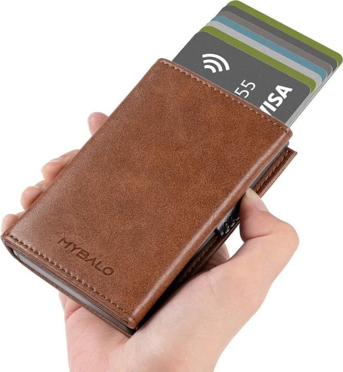MYBALO Carryx skládací peněženka s výsuvným držákem na karty, Brown