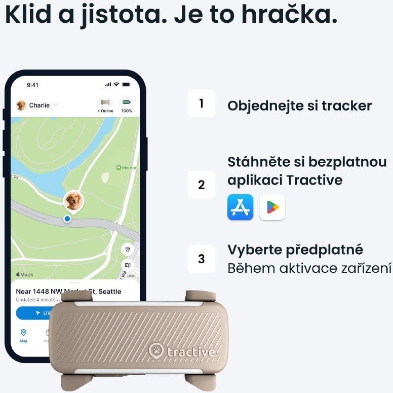 NoName Tractive DOG 6 – GPS lokátor pro psy a monitor zdraví, hnědý