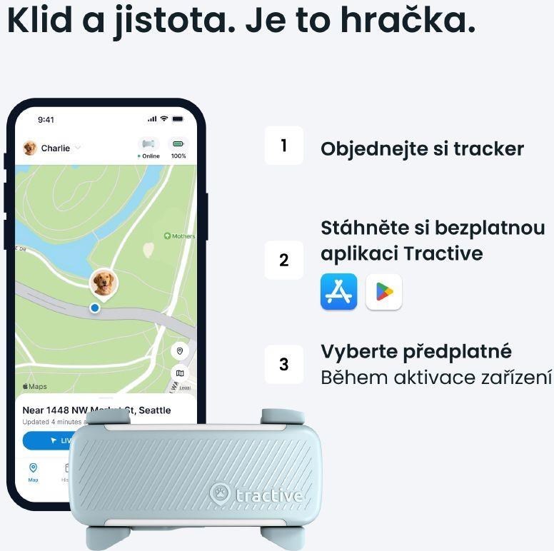NoName Tractive DOG 6 – GPS lokátor pro psy a monitor zdraví, mátový