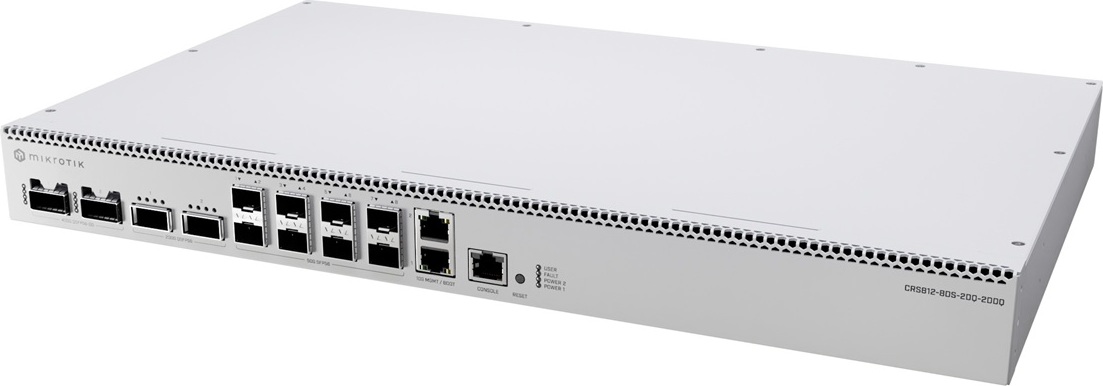 MikroTik CRS812-8DS-2DQ-2DDQ-RM 2x 400G QSFP-DD, 2x 200G QSFP56, 8x 50G SFP56, 2x 10GE Cloud Router Switch