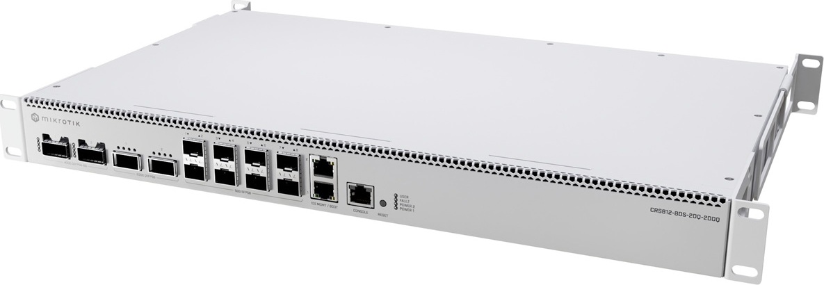 MikroTik CRS812-8DS-2DQ-2DDQ-RM 2x 400G QSFP-DD, 2x 200G QSFP56, 8x 50G SFP56, 2x 10GE Cloud Router Switch