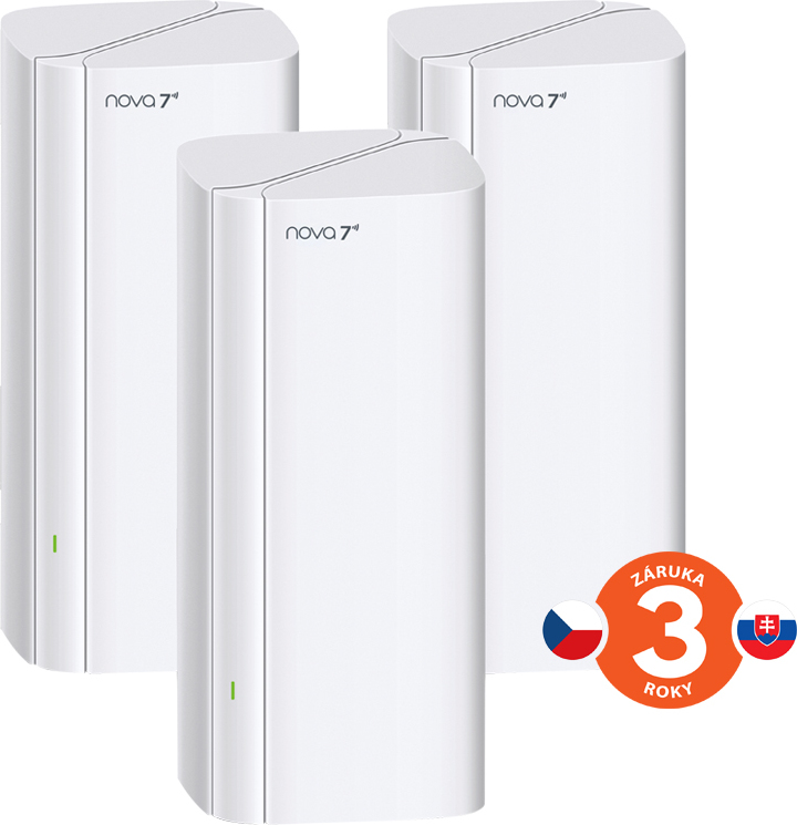 Tenda Nova EE3 Pro (3-pack) WiFi7 BE3600 Mesh Gigabit system, 9x GLAN/GWAN, WPA3, VPN, CZ app
