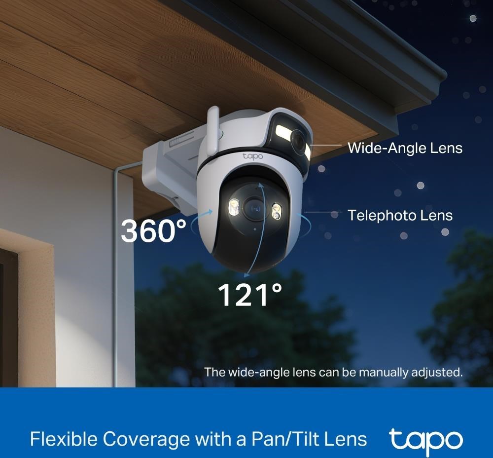 TP-Link Tapo C545D venkovní/outdoor otočná kamera (2x 3MP, 2K 1296p, IR 30m, WiFi, 1x100Mb/s, micro SD card)