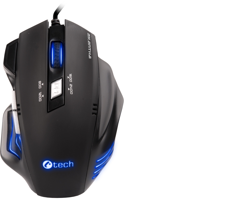 C-TECH Akantha/Herní/Optická/Pro praváky/2 400 DPI/Drátová USB/Modrá