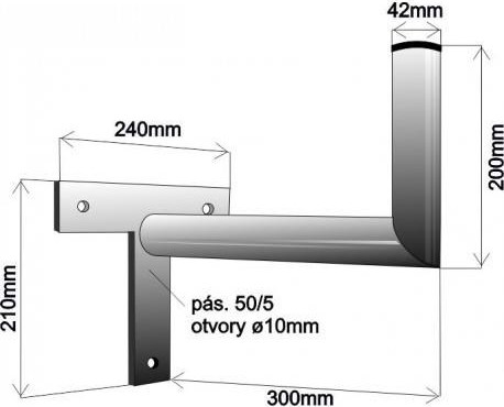 WFmetal Držák antény na zeď, tvar T, žárový zinek, délka 30cm
