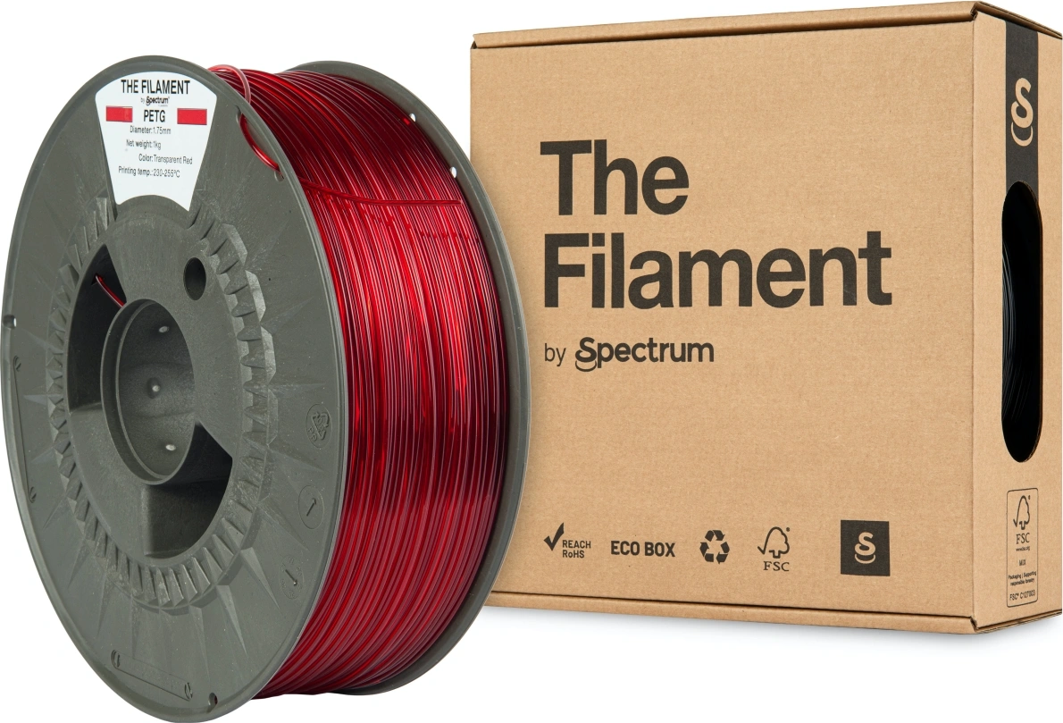 Spectrum The Filament PETG 1.75mm Transparent Red 1kg
