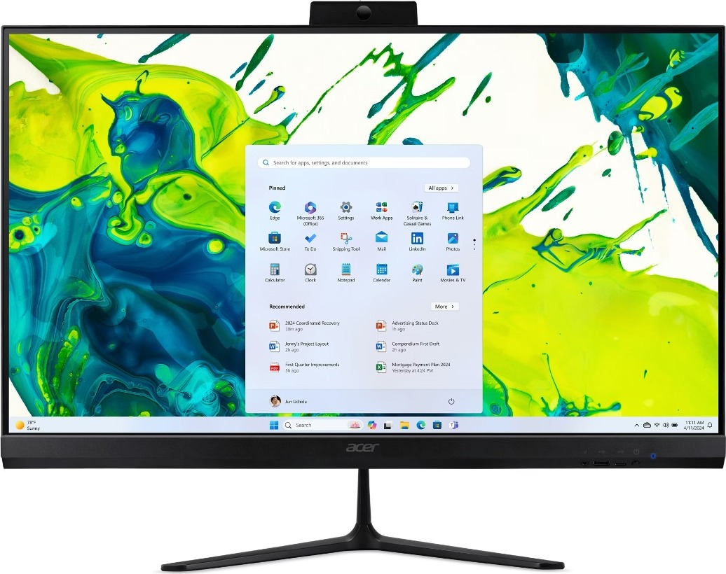 ACER PC AiO Aspire C27-2G_LubC5120U_65W,Core5 120U,27" FHD,8GB,512GB SSD,UHD,W11 Pro,Black