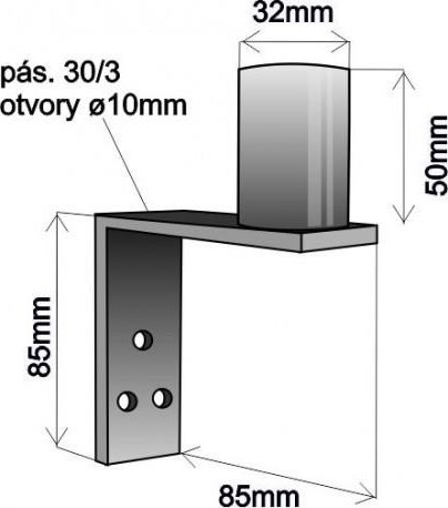 WFmetal Držák antény na zeď mini, galvanický zinek, délka 8,5cm, výška 5cm