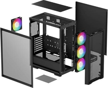 DEEPCOOL Case CC560 MESH V2, ATX, ARGB, Průhledná bočnice, 4x120mm Fan, černá