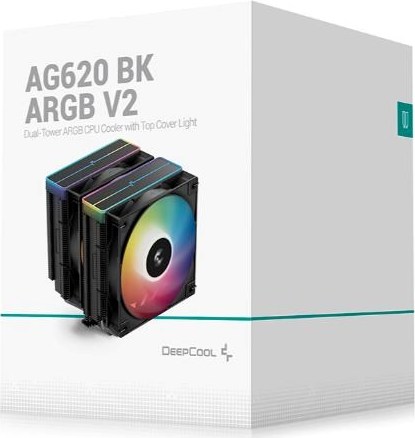 DEEPCOOL CPU Chladič AG620 BK ARGB V2, 2x120mm, LGA1851, AM5, černá
