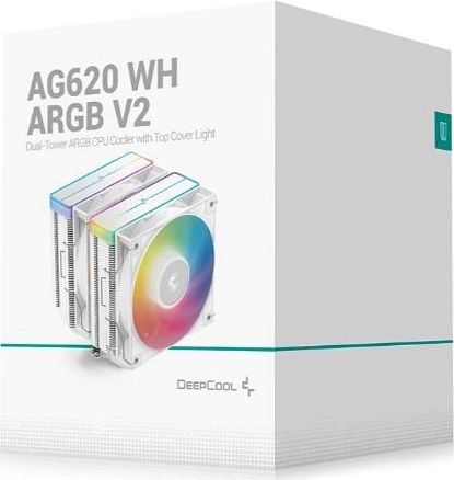 DEEPCOOL CPU Chladič AG620 WH ARGB V2, 2x120mm, LGA1851, AM5, bílá