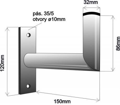 WFmetal Držák antény na zeď mini, galvanický zinek, délka 15cm