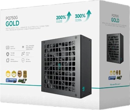 DEEPCOOL GAMERSTORM zdroj 750W PQ750G, 120mm, Plně modulární, 80+ Gold, ATX 3.1, černá