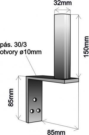 WFmetal Držák antény na zeď mini, galvanický zinek, délka 8,5cm, výška 15cm