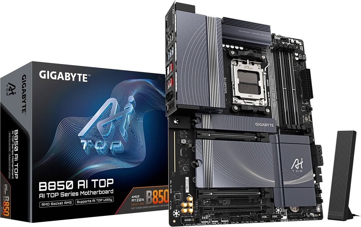 GIGABYTE MB Sc AM5 B850 AI TOP, AMD B850, 4xDDR5, 1xUSB4, 1xHDMI, WI-FI, ATX