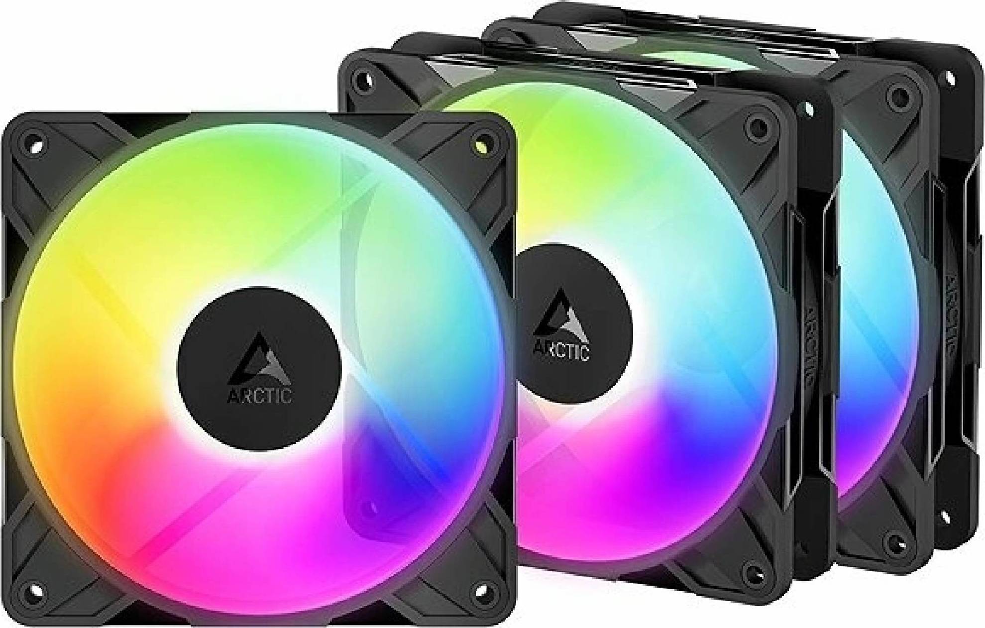 ARCTIC P12 Pro Reverse A-RGB (3pack) 120mm Case Fan with A-RGB - Reverse Impeller Design - FDB beari