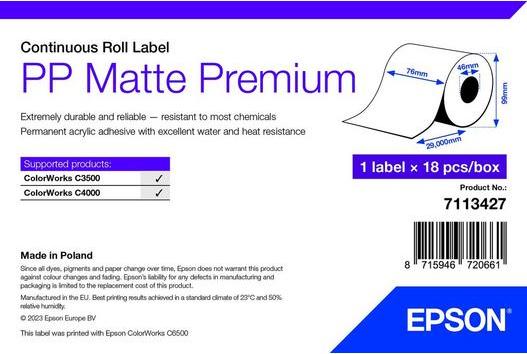 EPSON POKLADNÍ SYSTÉMY PP Matte Label Premium, Cont. Roll, 76mm x 29mm