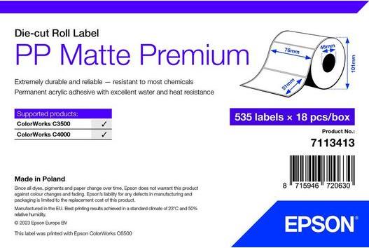 EPSON POKLADNÍ SYSTÉMY PP Matte Label Premium, 76mm x 51mm, 535 Labels