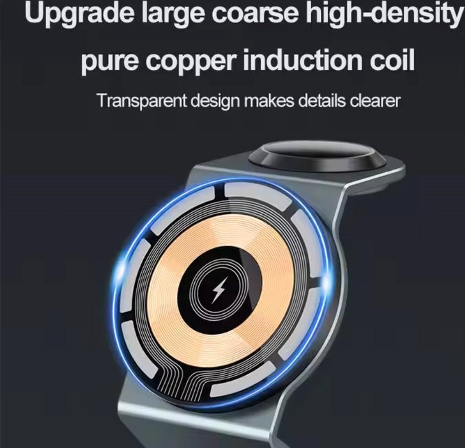 1stCOOL bezdrátová QI nabíjecí stanice 3v1, 21W, MagSafe, USB-C, černá
