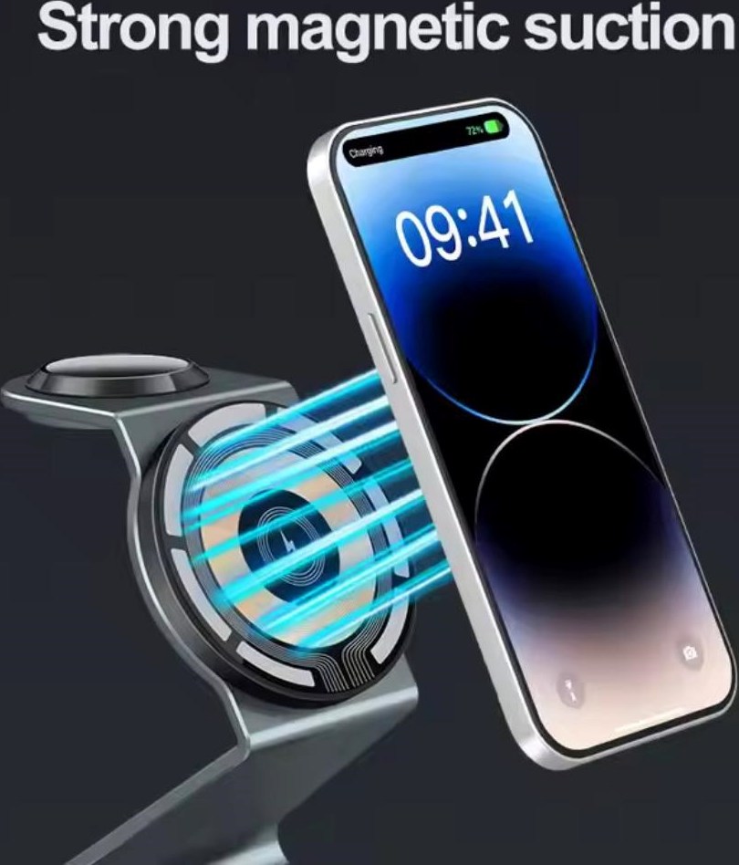 1stCOOL bezdrátová QI nabíjecí stanice 3v1, 21W, MagSafe, USB-C, černá